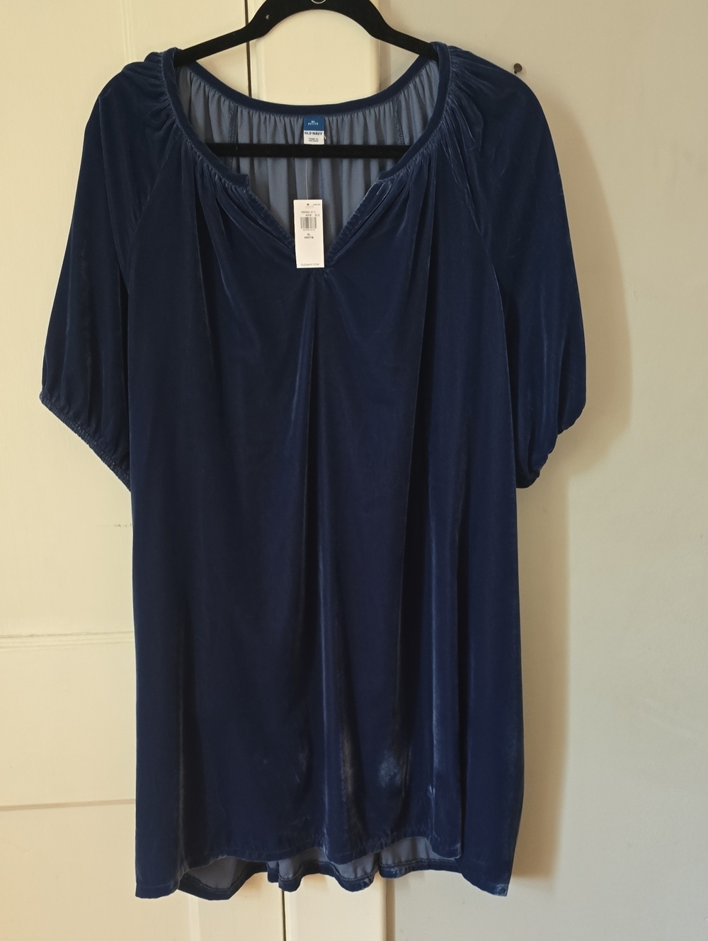 Old Navy Navy Blue Velvet Scoop Neck Babydoll Dress